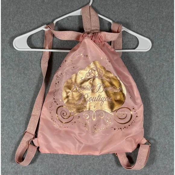 Disney Bibbidi Bobbidi Boutique Pink Gold Cinch Drawstring Backpack Bag - Picture 3 of 8